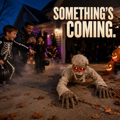 Sound-Activated Animated Crawling Mummy with Glowing Red Eyes