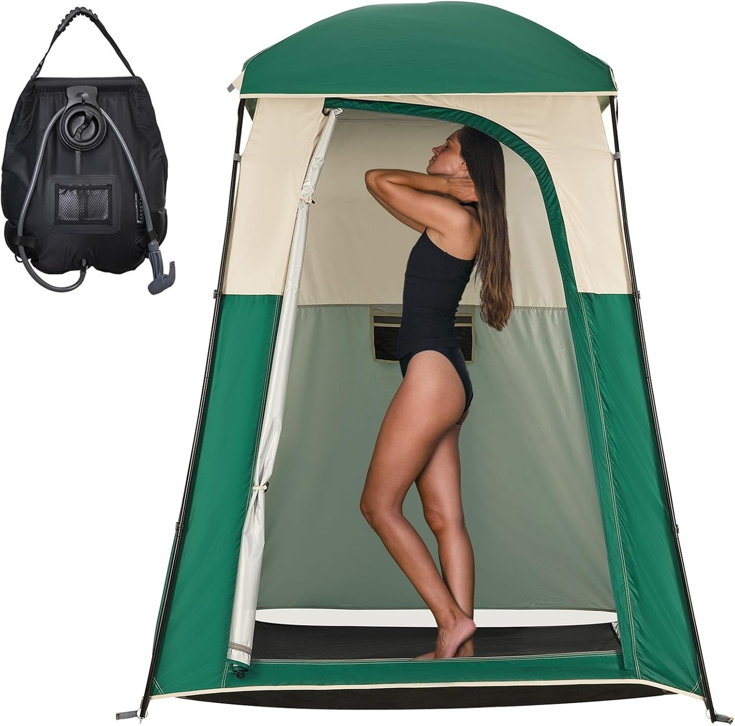 Portable Outdoor Privacy Shower Tent, 1/2 Room Camping Toilet Tent with Shower Bag, Dressing Room for Beach Camping & Hiking