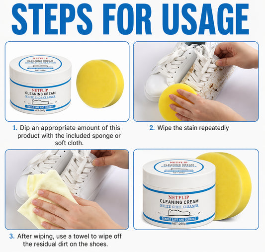 No-Rinse Shoe Cleaner Foam, Portable Sneaker Stain Remover for Daily Quick Cleaning