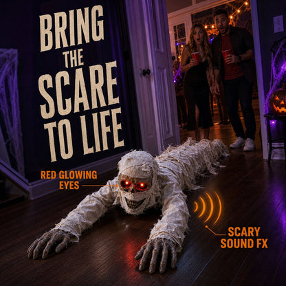 Sound-Activated Animated Crawling Mummy with Glowing Red Eyes