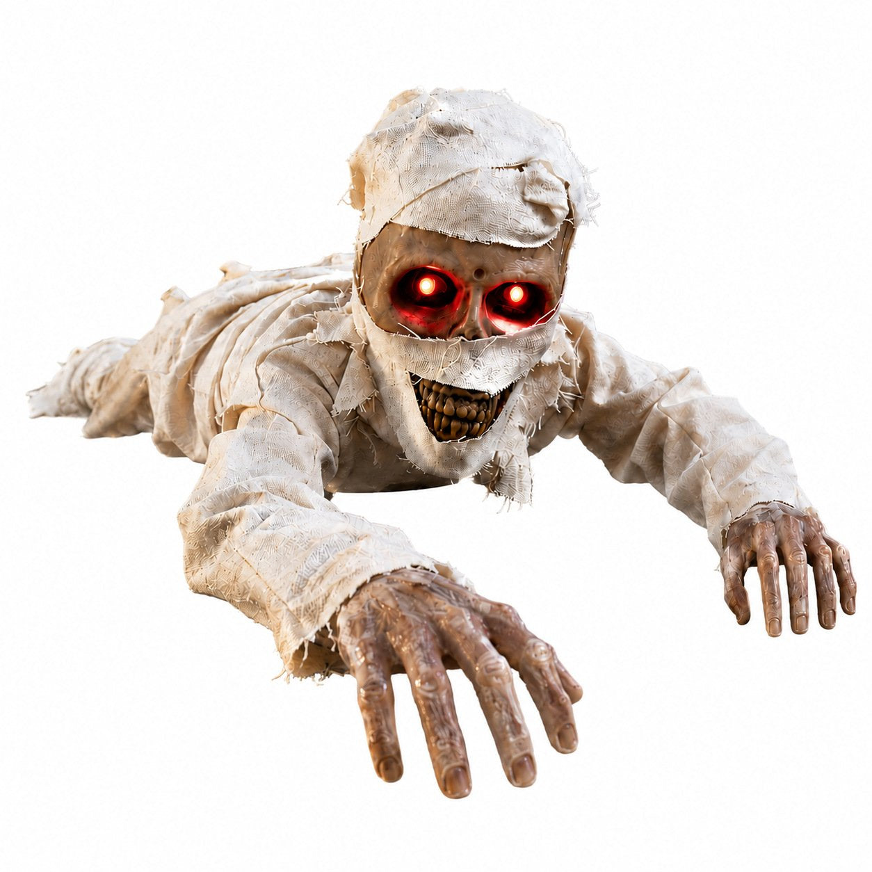 Sound-Activated Animated Crawling Mummy with Glowing Red Eyes
