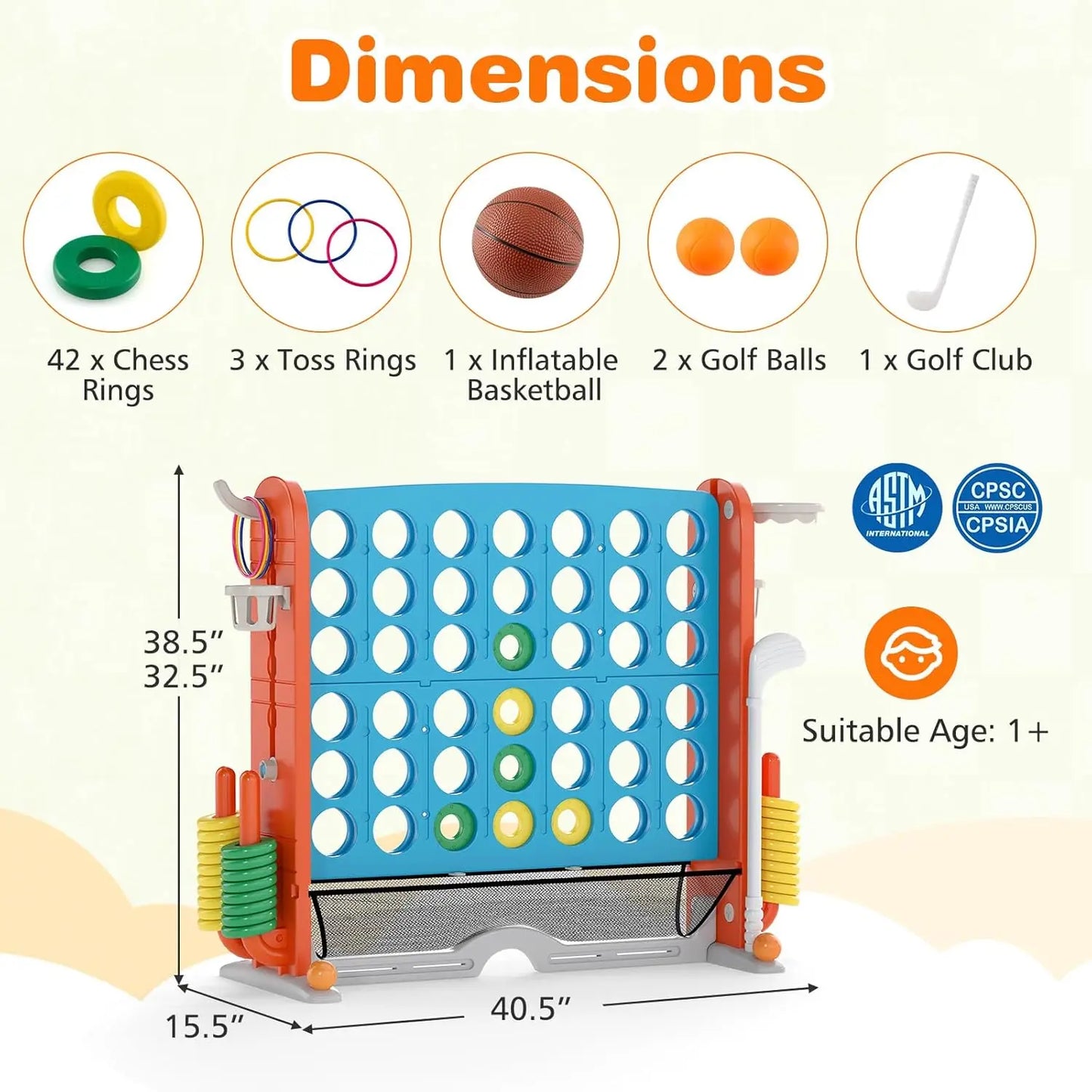 🔥 66% OFF TODAY | Jumbo 3-in-1 Giant Connect Four Game Set 🎯 Kids Outdoor Interactive Toy