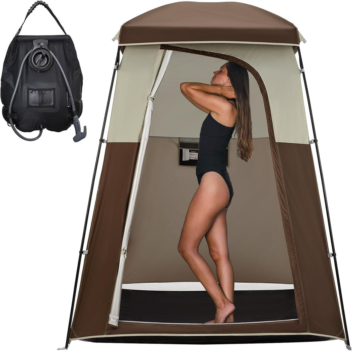 Portable Outdoor Privacy Shower Tent, 1/2 Room Camping Toilet Tent with Shower Bag, Dressing Room for Beach Camping & Hiking