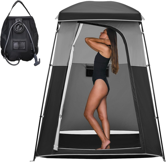 Portable Outdoor Privacy Shower Tent, 1/2 Room Camping Toilet Tent with Shower Bag, Dressing Room for Beach Camping & Hiking