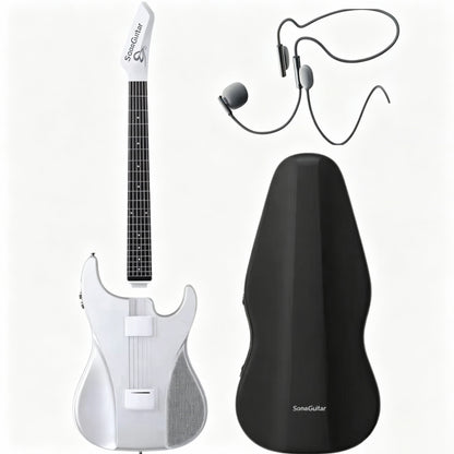 🎸Silent No-Sore-Finger Smart Travel Guitar Black & White for Beginners & Band