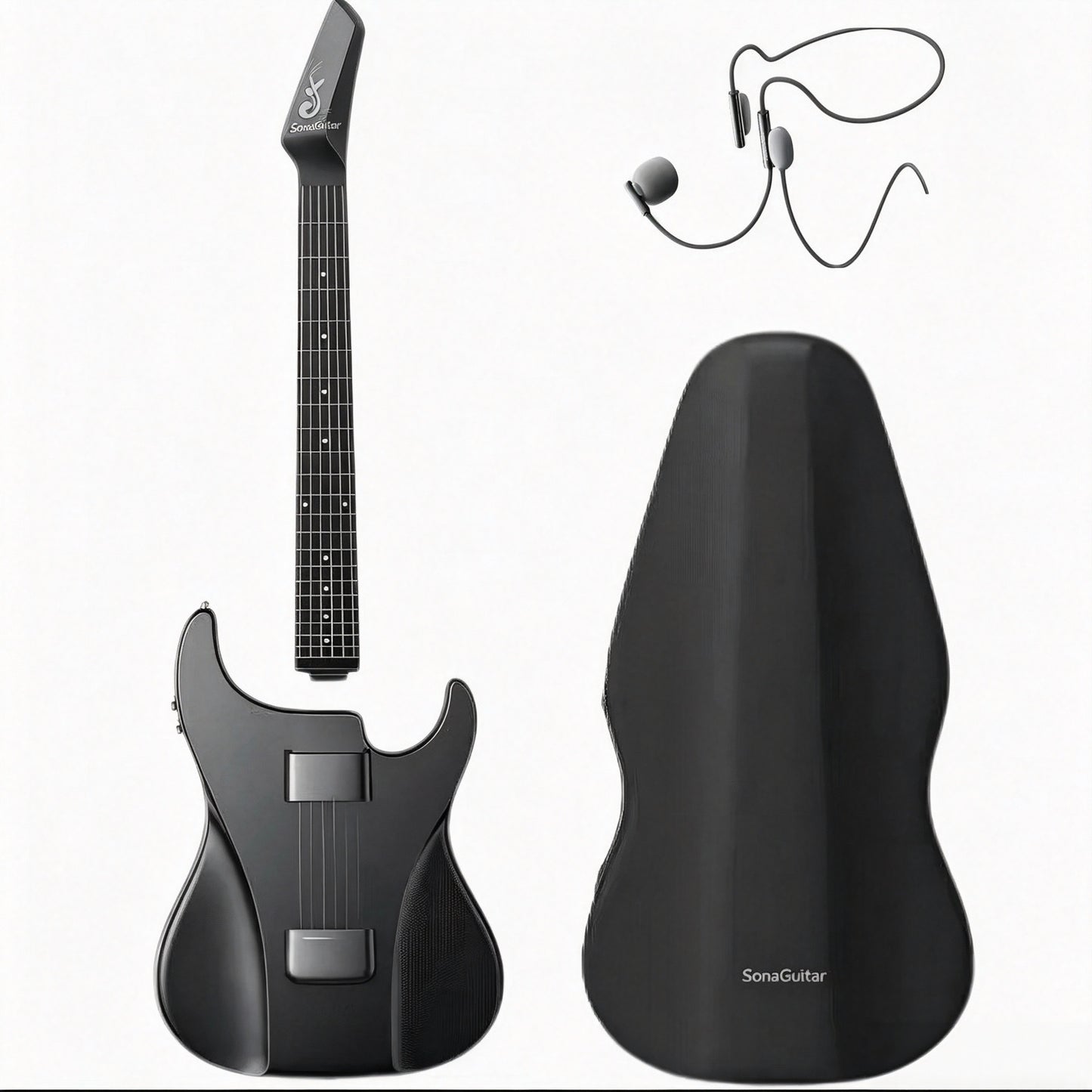 🎸Silent No-Sore-Finger Smart Travel Guitar Black & White for Beginners & Band