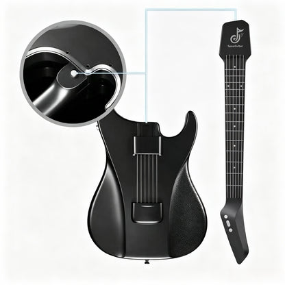 🎸Silent No-Sore-Finger Smart Travel Guitar Black & White for Beginners & Band