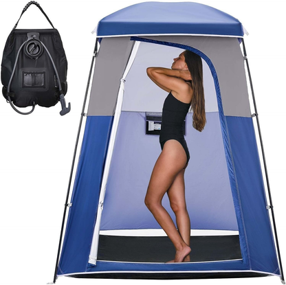 Portable Outdoor Privacy Shower Tent, 1/2 Room Camping Toilet Tent with Shower Bag, Dressing Room for Beach Camping & Hiking