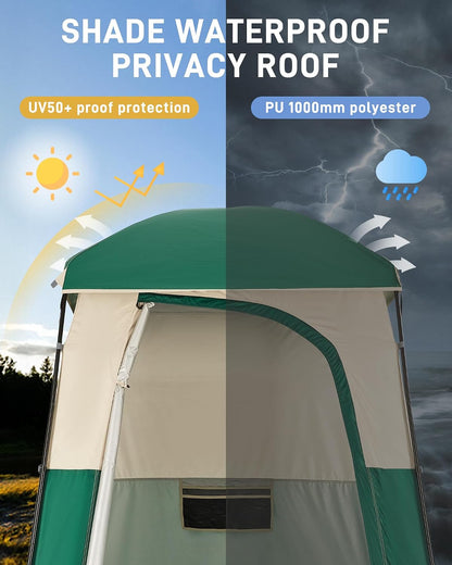 Portable Outdoor Privacy Shower Tent, 1/2 Room Camping Toilet Tent with Shower Bag, Dressing Room for Beach Camping & Hiking