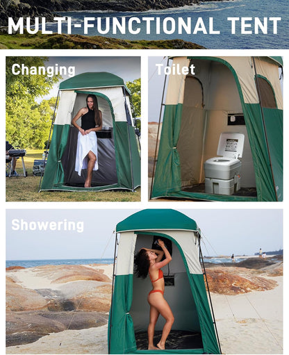 Portable Outdoor Privacy Shower Tent, 1/2 Room Camping Toilet Tent with Shower Bag, Dressing Room for Beach Camping & Hiking