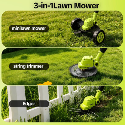 ⏰Free shipping🔥 66% OFF 3-in-1 Cordless Lawn Mower | Brushless Motor, Dual 21V Batteries Included🌱