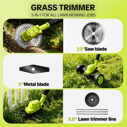 ⏰Free shipping🔥 66% OFF 3-in-1 Cordless Lawn Mower | Brushless Motor, Dual 21V Batteries Included🌱