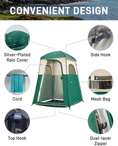 Portable Outdoor Privacy Shower Tent, 1/2 Room Camping Toilet Tent with Shower Bag, Dressing Room for Beach Camping & Hiking
