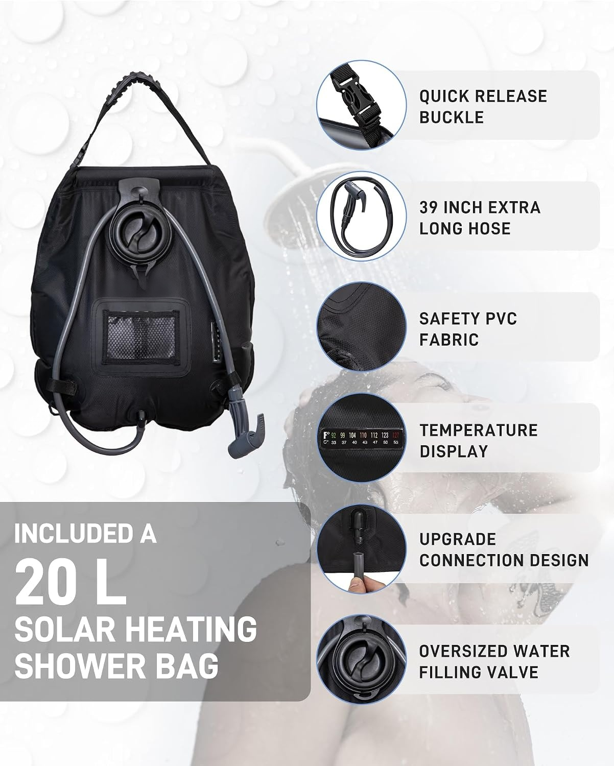 Portable Outdoor Privacy Shower Tent, 1/2 Room Camping Toilet Tent with Shower Bag, Dressing Room for Beach Camping & Hiking