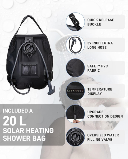 Portable Outdoor Privacy Shower Tent, 1/2 Room Camping Toilet Tent with Shower Bag, Dressing Room for Beach Camping & Hiking