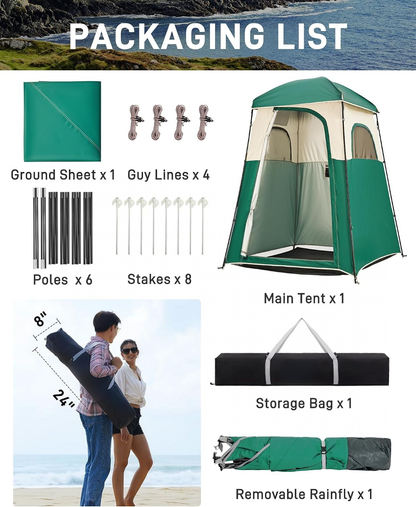 Portable Outdoor Privacy Shower Tent, 1/2 Room Camping Toilet Tent with Shower Bag, Dressing Room for Beach Camping & Hiking