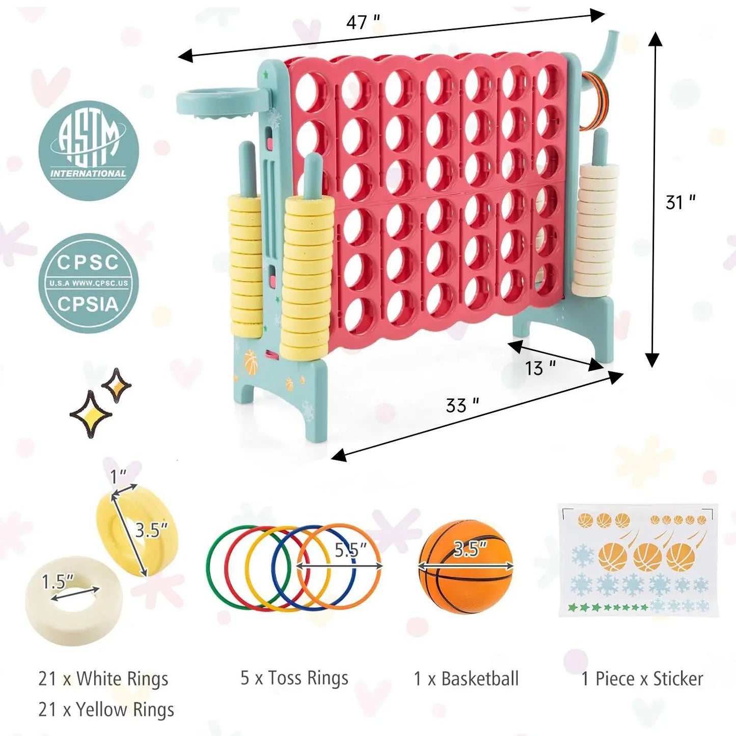 🔥 66% OFF TODAY | Jumbo 3-in-1 Giant Connect Four Game Set 🎯 Kids Outdoor Interactive Toy