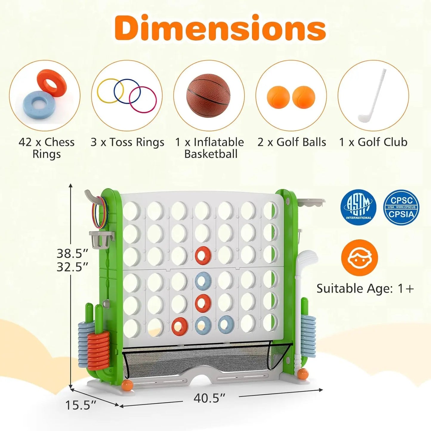 🔥 66% OFF TODAY | Jumbo 3-in-1 Giant Connect Four Game Set 🎯 Kids Outdoor Interactive Toy